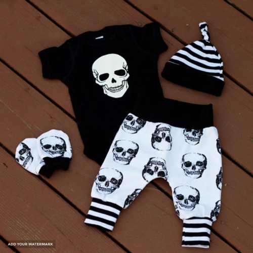 Punk Skull  Newborn Baby Boys Set